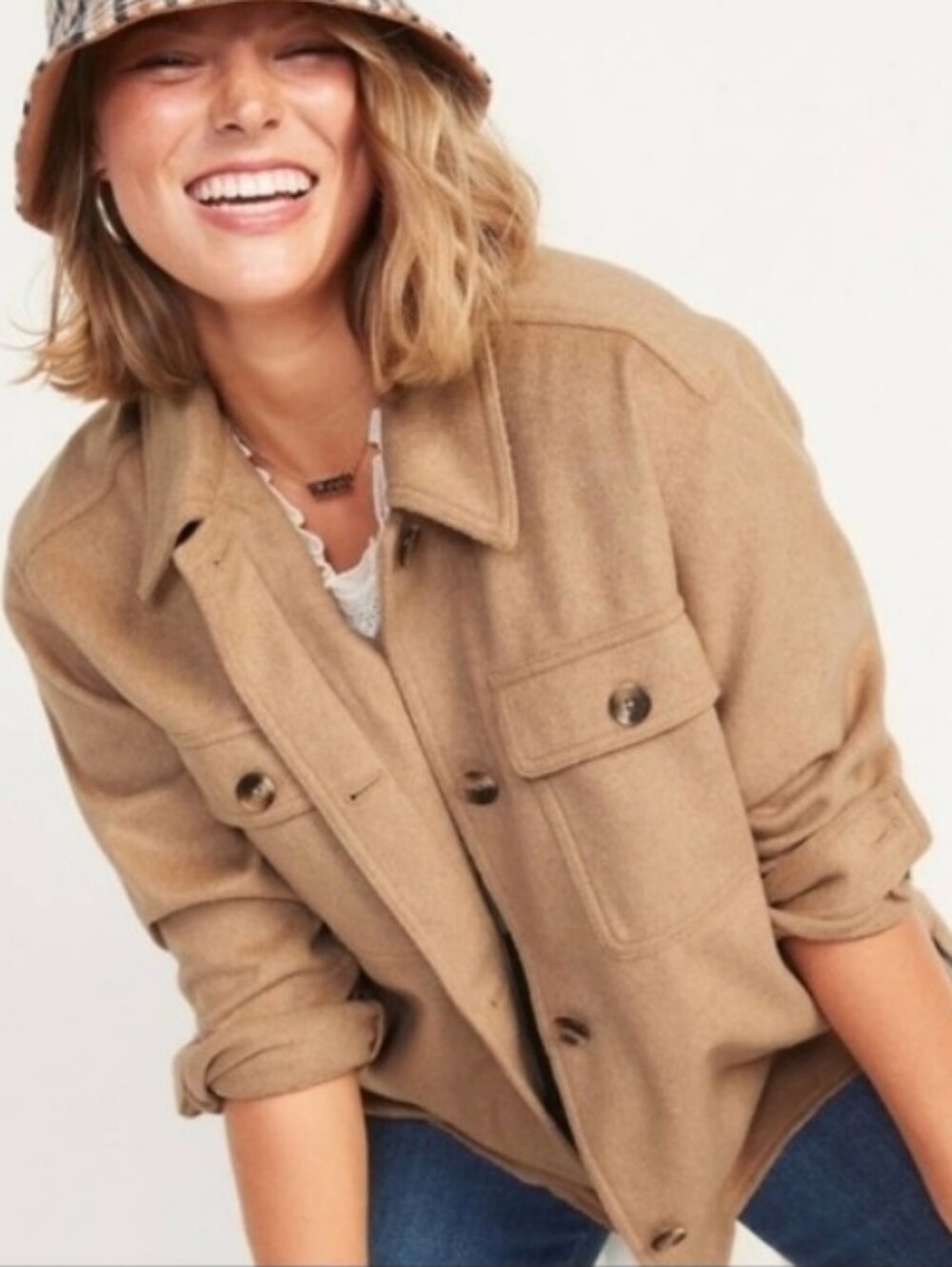 Old Navy Tan Soft Brushed Utility Jacket Shacket Small